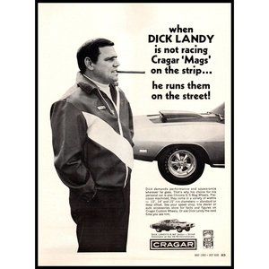 1969 Cragar Mags Wheels Dick Landy Vintage Print Ad SEMA Winternationals Photo